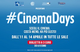Partenza positiva per i CinemaDays: nel primo giorno 207 mila spettatori con un incremento del 103% dei biglietti staccati